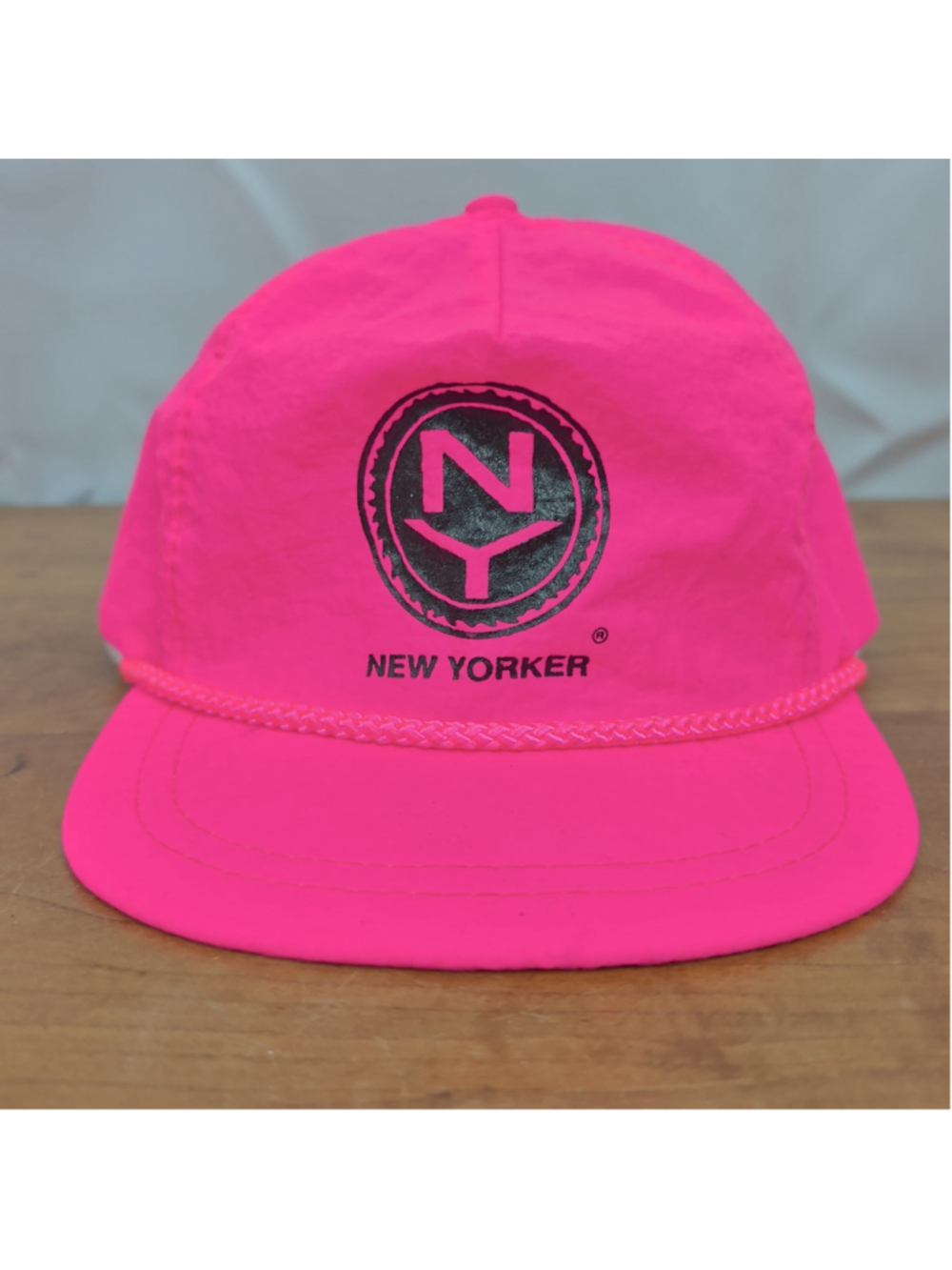 Vintage New Yorker Neon Pink Nylon Snapback Cap